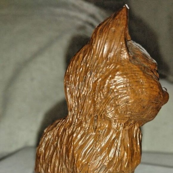 Cat Sculpture Made of Crushed Pecan Shells Beautiful by Red Mill of VA. Vintage - Picture 11 of 11